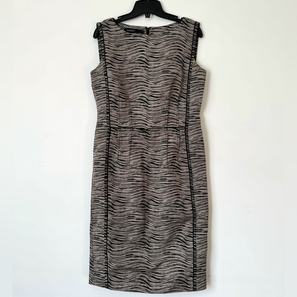 Lafayette 148 New York animal print fitted dress with bateau neckline